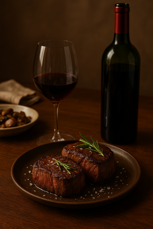 Tenderloin steaks with 2022 Cheval Blanc