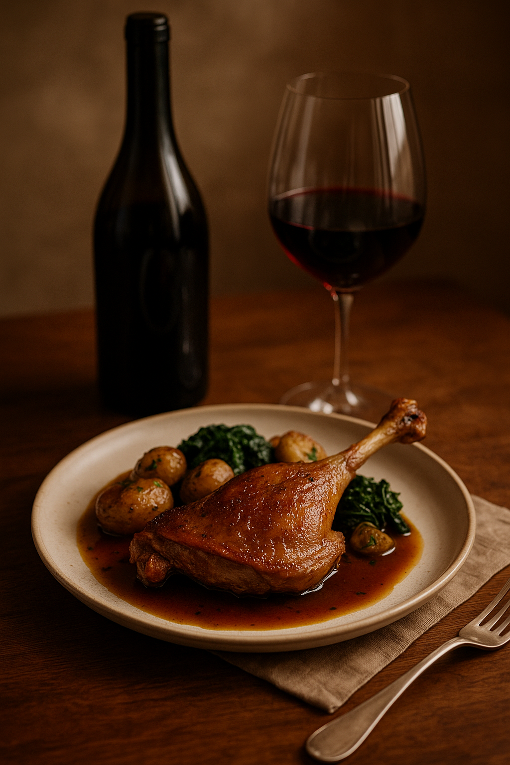 Duck Confit Pairs with 2020 Chemin de Moscou