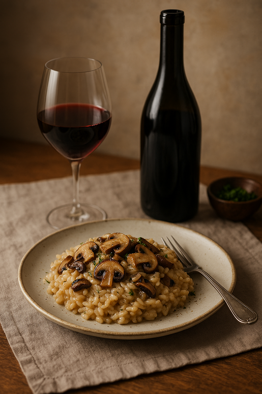 Pair 2020 Chemin de Moscou with Mushroom Risotto