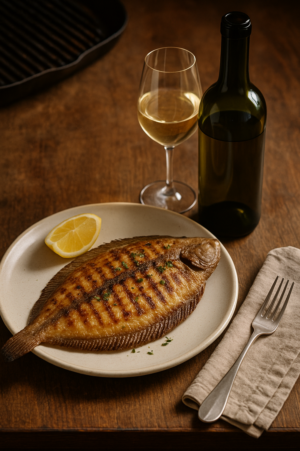 Grilled sole with 2022 Aile d’Argent Blanc